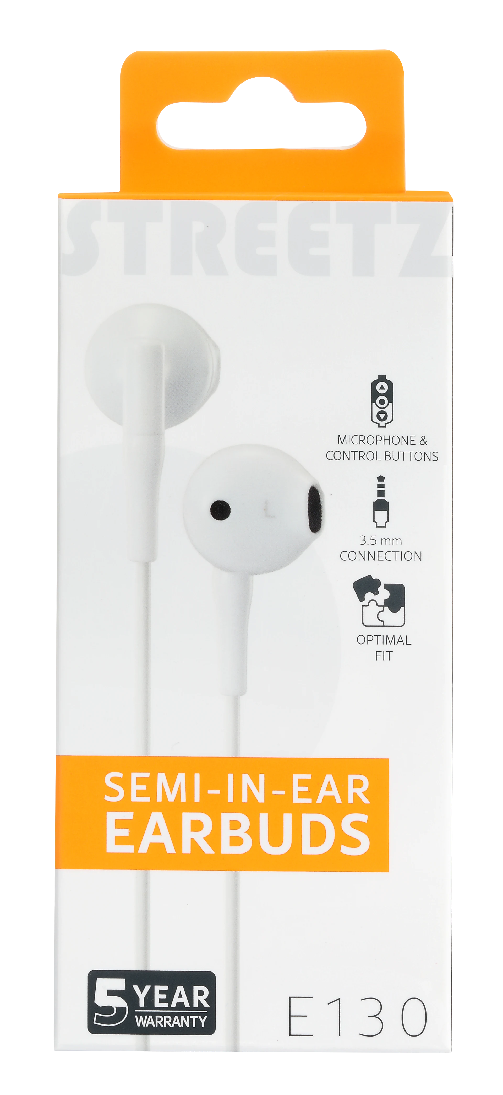 Høretelefoner semi-in-ear 3.5mm Hvid