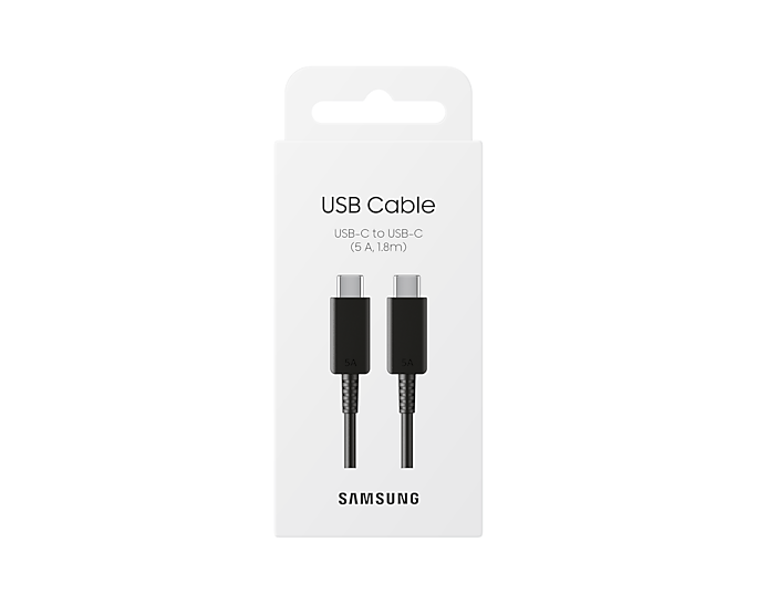 Kabel USB-C til USB-C 1.8m 5A, Sort