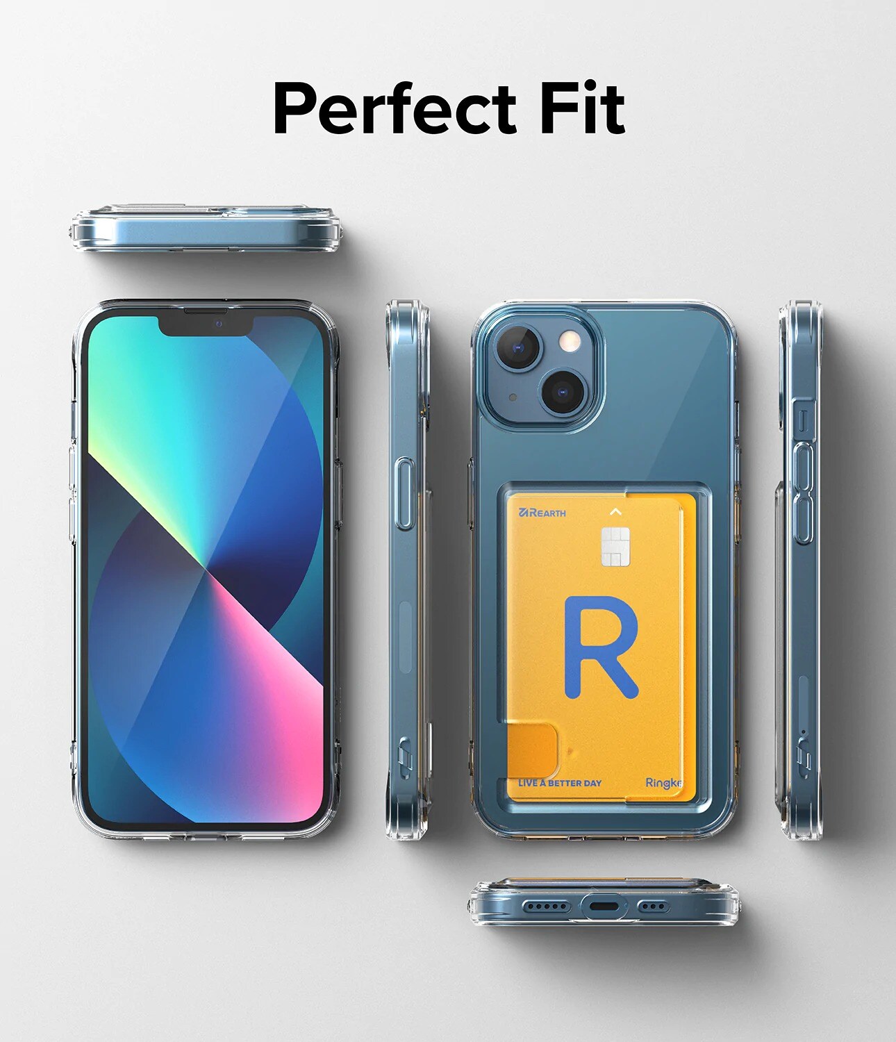 iPhone 13 Fusion cover med kortholder, Gennemsigtig