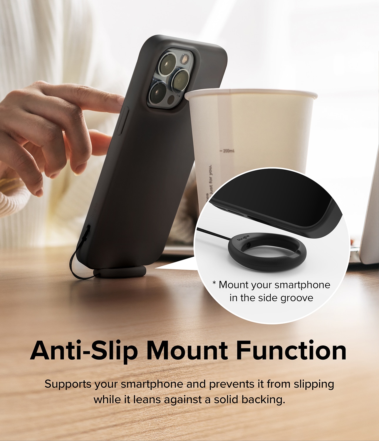 Finger Ring Strap (2-pak), Sort