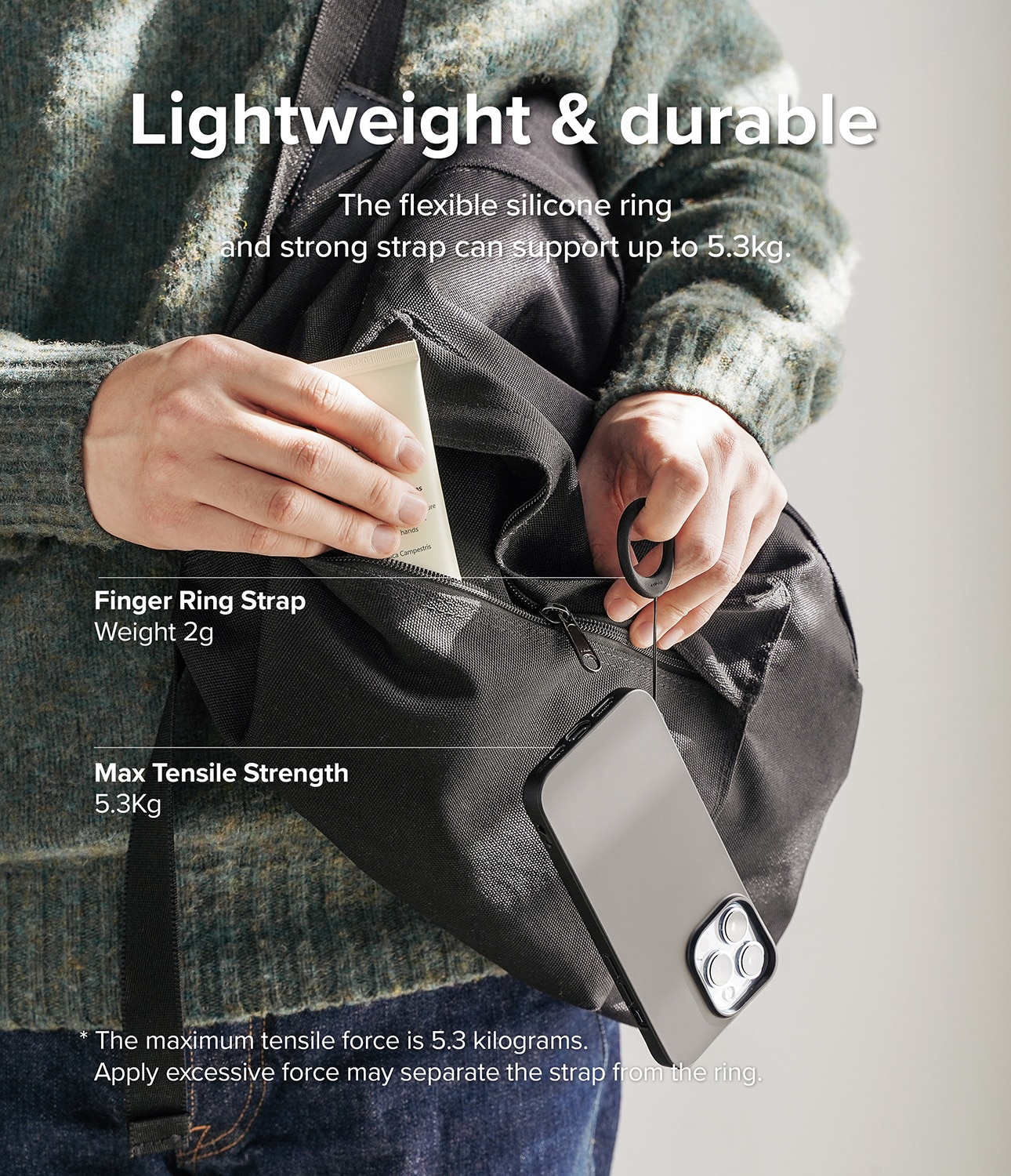 Finger Ring Strap (2-pak), Sort
