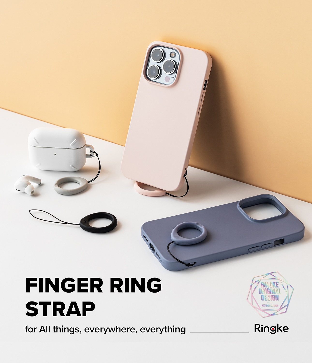 Finger Ring Strap (2-pak), Grå