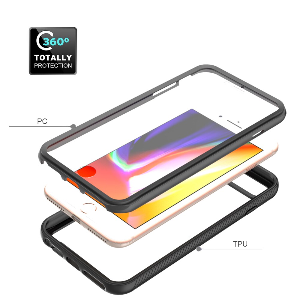 iPhone 6 Plus/6S Plus/iPhone 7 Plus/iPhone 8 Plus Mobilcover Full Protection, Sort