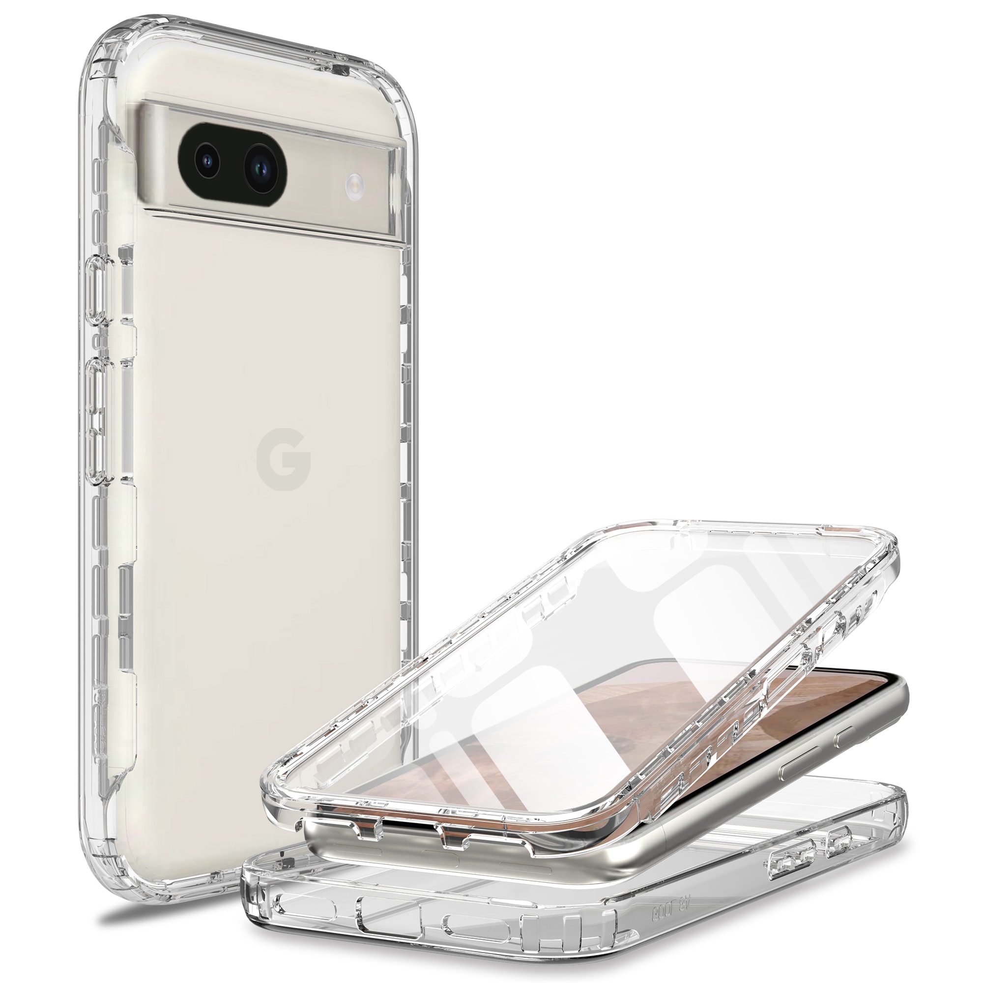 Google Pixel 8a Mobilcover Full Protection, Gennemsigtig