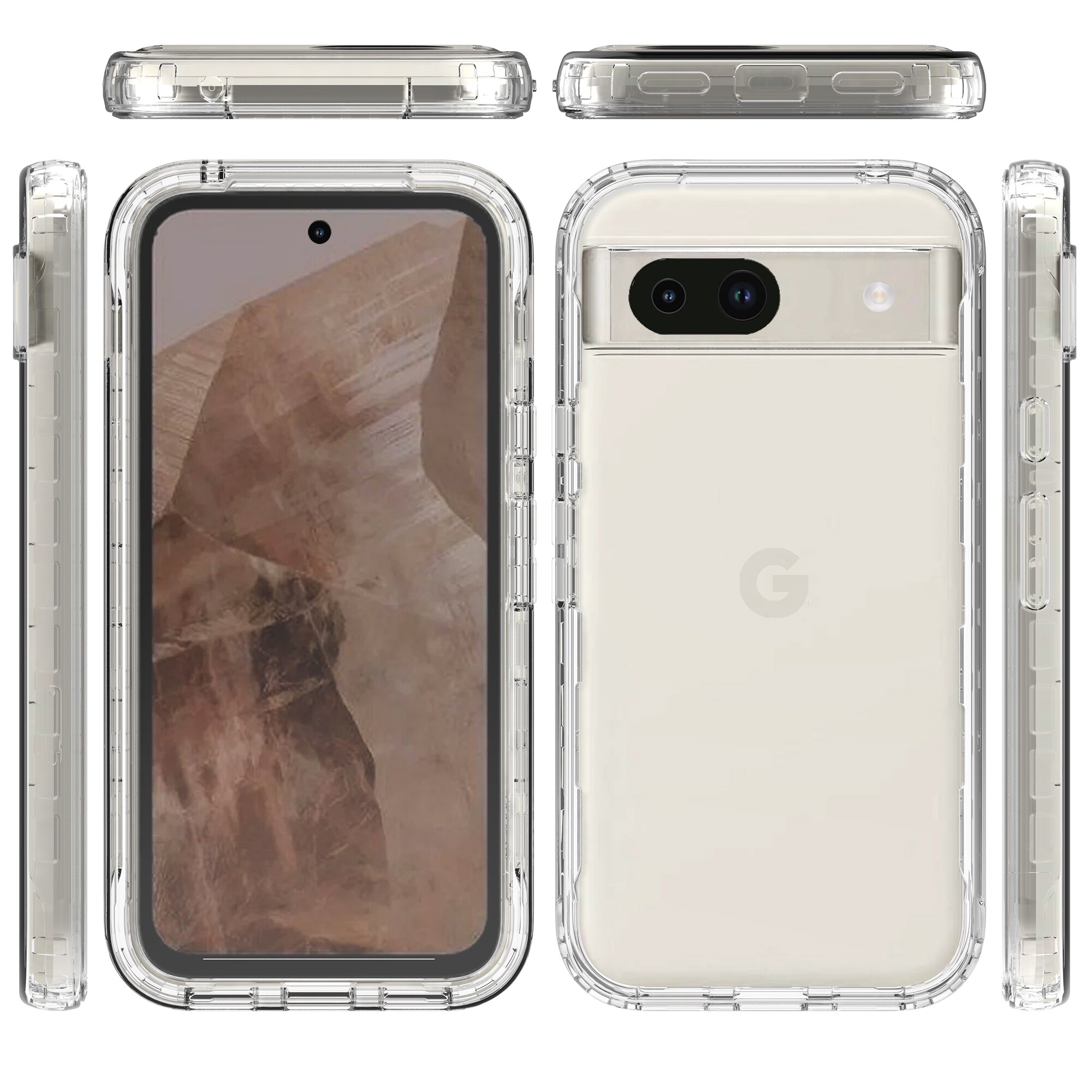 Google Pixel 8a Mobilcover Full Protection, Gennemsigtig
