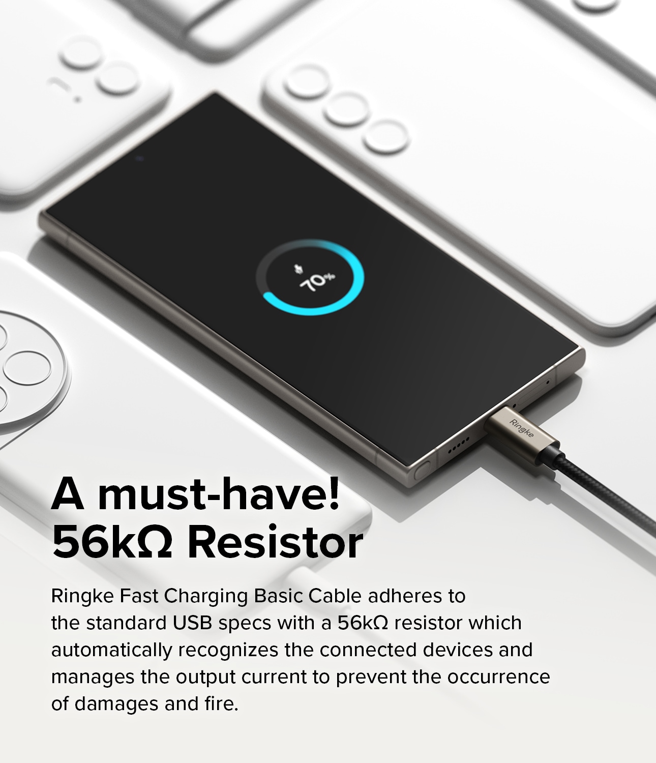 Hurtigopladningskabel USB-A til USB-C 0,5m, Sort