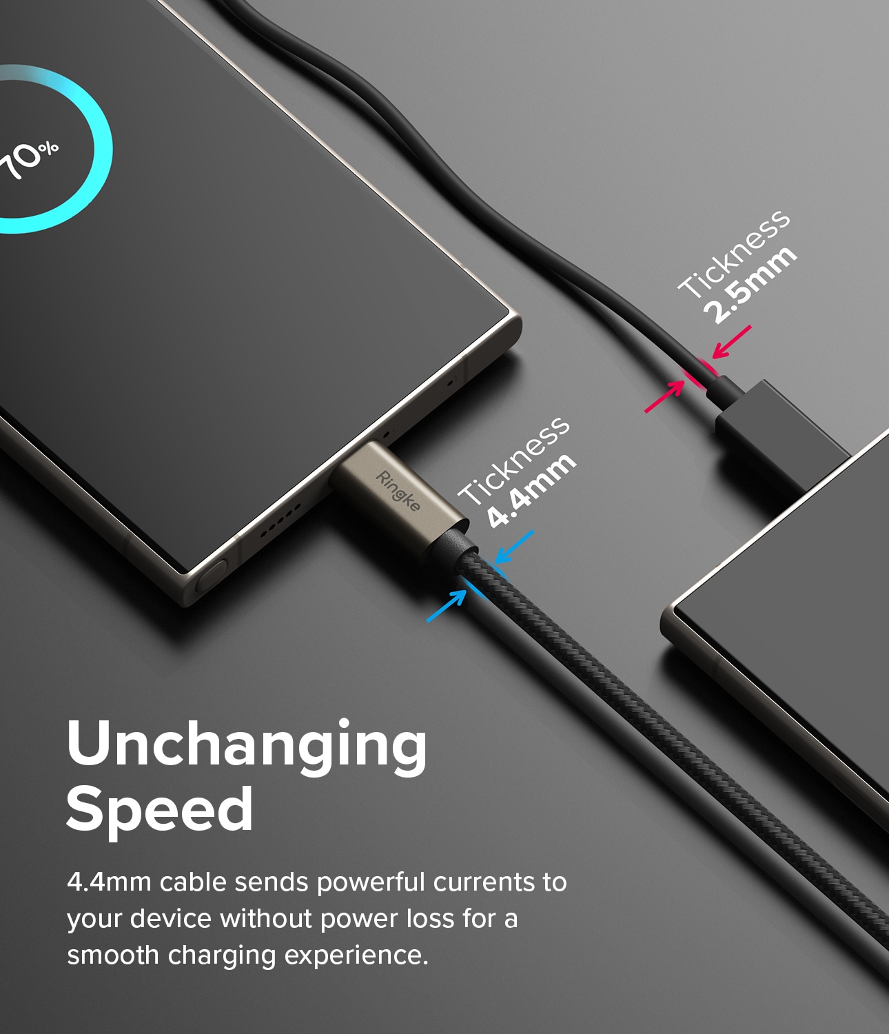 Hurtigopladningskabel USB-A til USB-C 0,5m, Sort