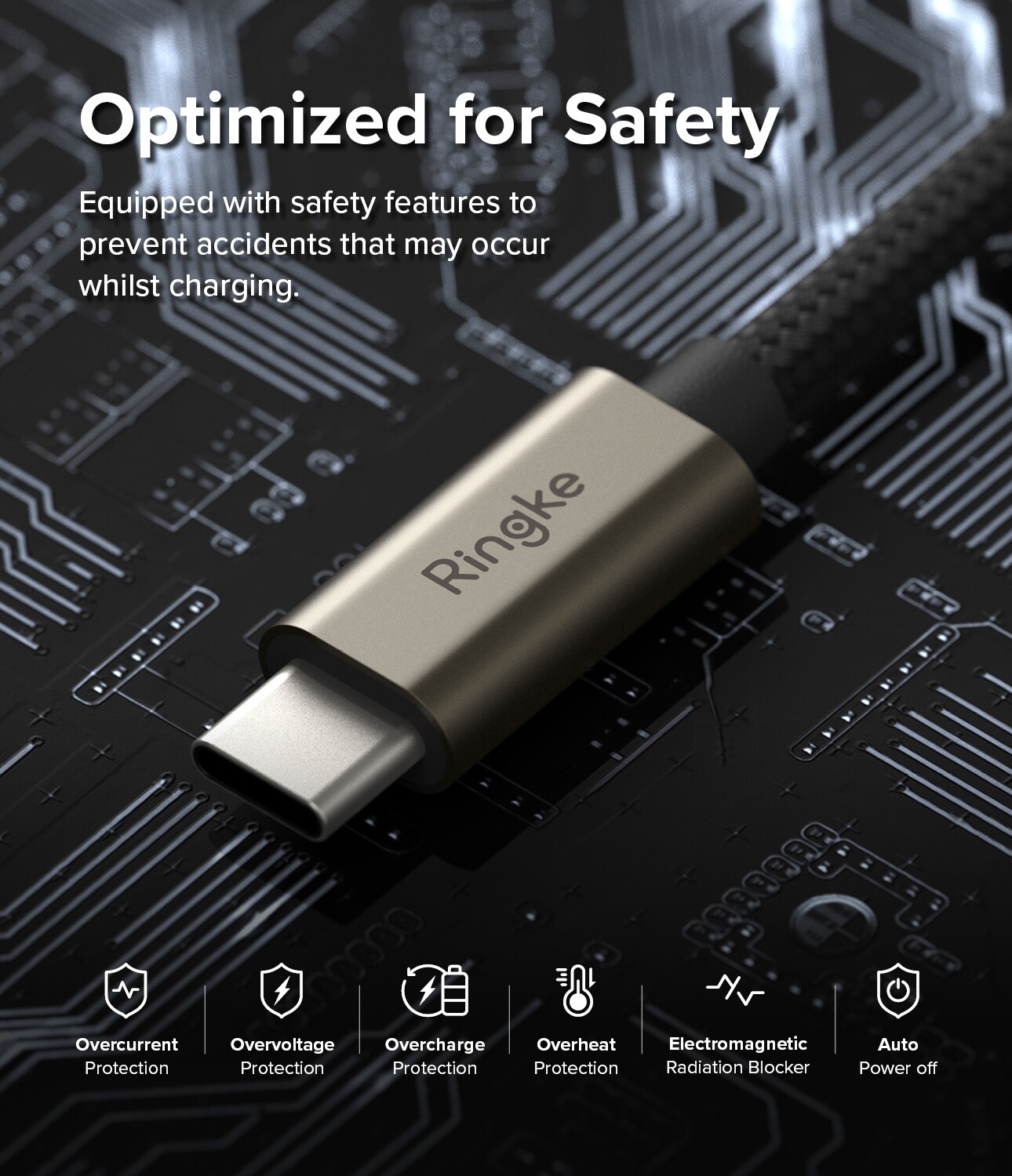 Hurtigopladningskabel USB-C til USB-C 1m, Sort