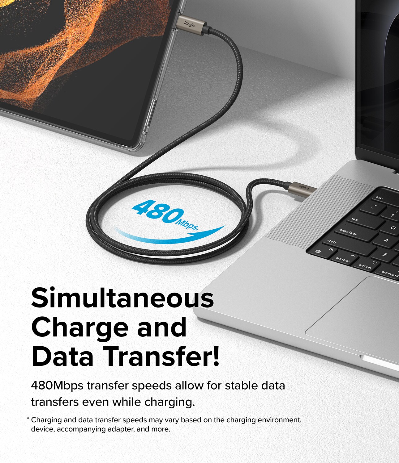 Hurtigopladningskabel USB-C til USB-C 1m, Sort