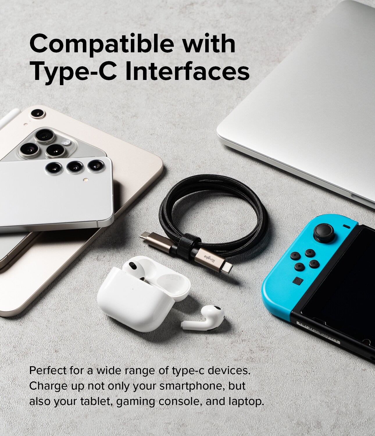 Hurtigopladningskabel USB-C til USB-C 1m, Sort