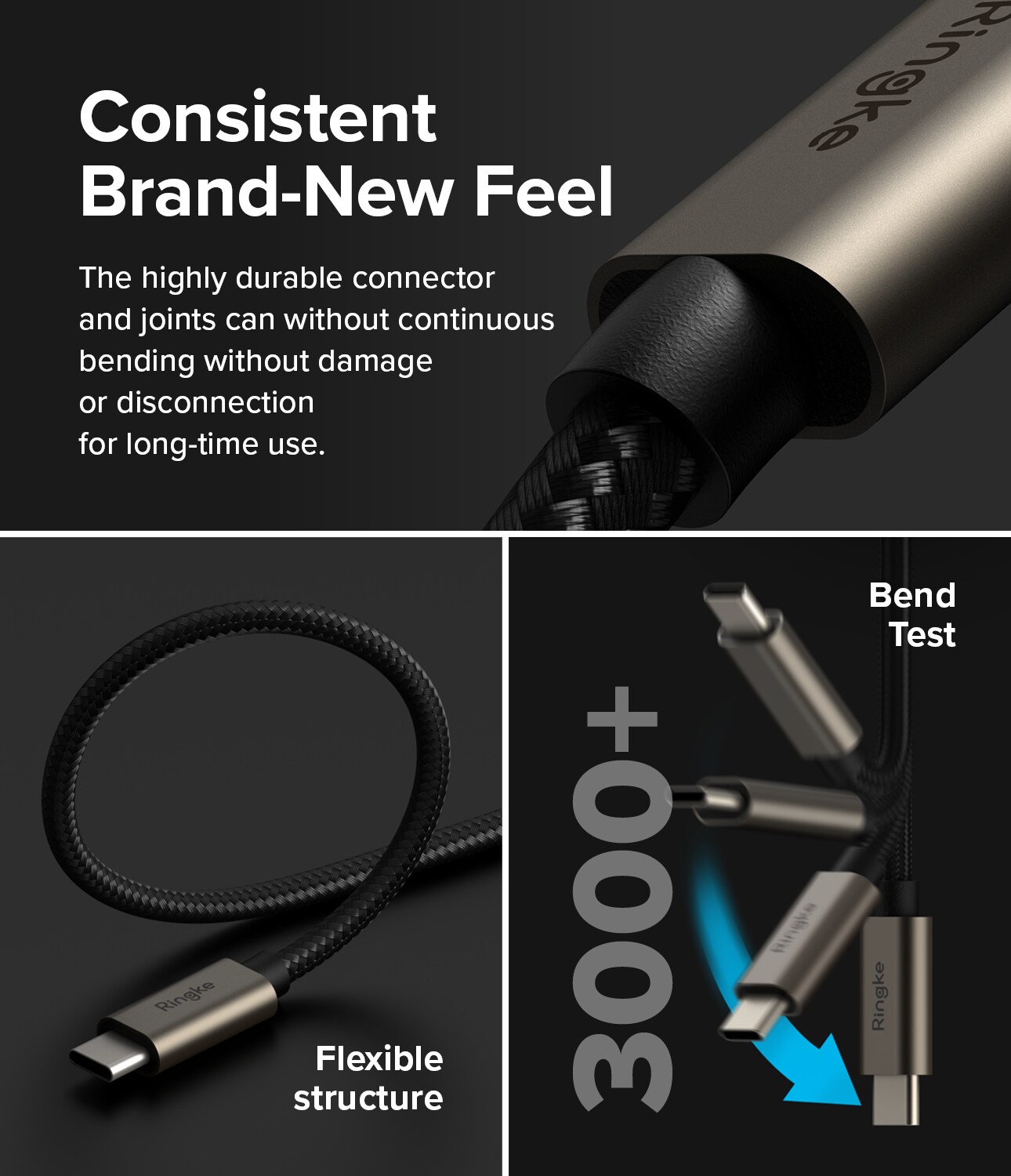 Hurtigopladningskabel USB-C til USB-C 1m, Sort