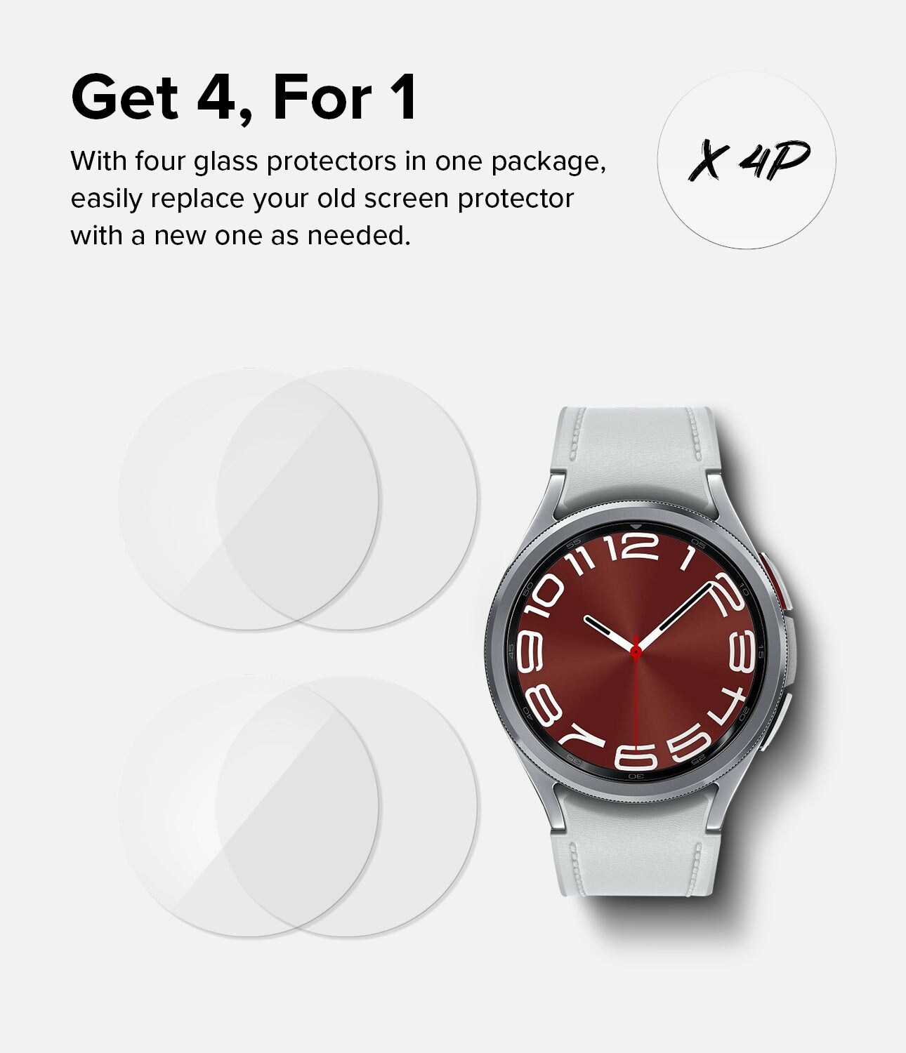 Samsung Galaxy Watch 6 Classic 47mm Skærmbeskytter i glas (4-pak)