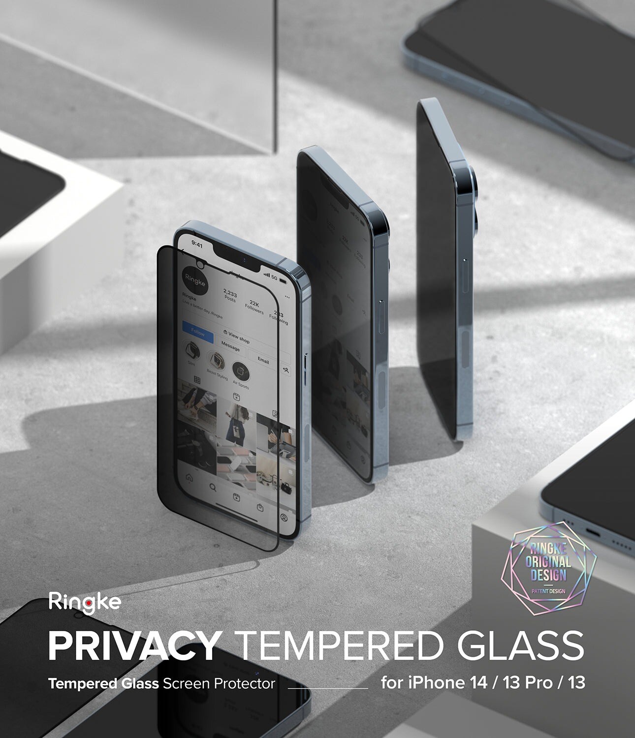 iPhone 13 Anti-spy skærmbeskytter i glas med monteringsværktøj