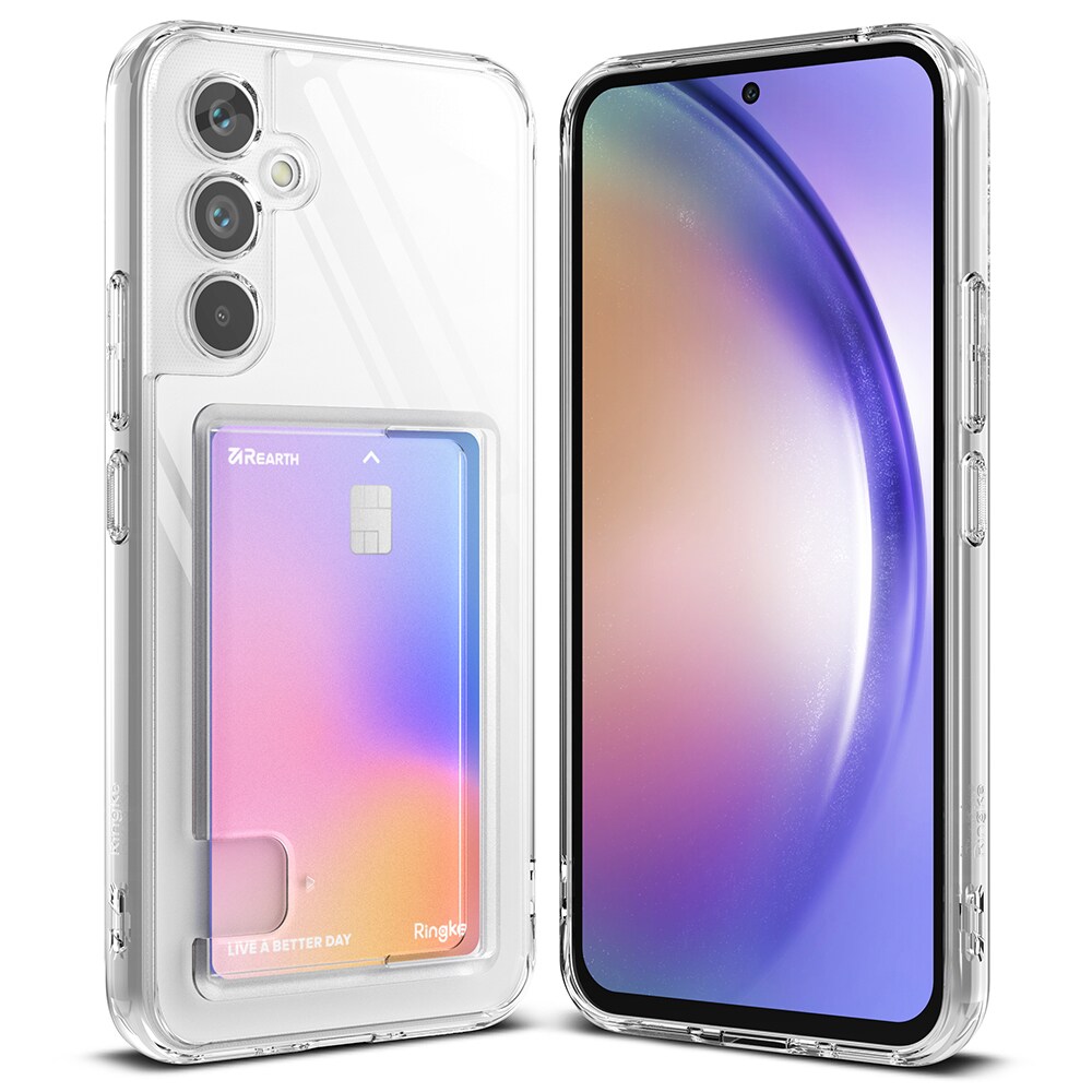 Samsung Galaxy A54 Fusion cover med kortholder, Gennemsigtig