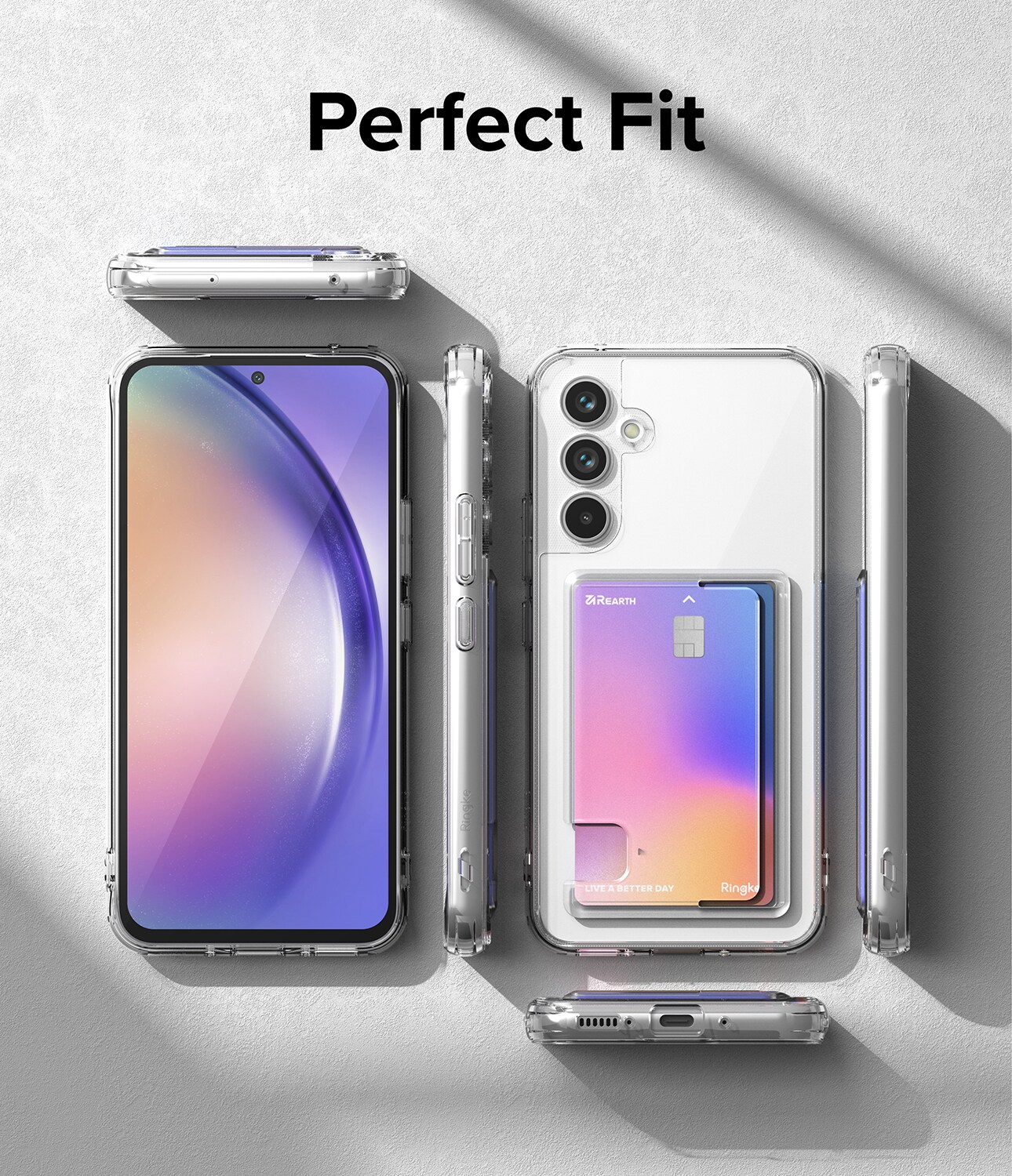 Samsung Galaxy A54 Fusion cover med kortholder, Gennemsigtig