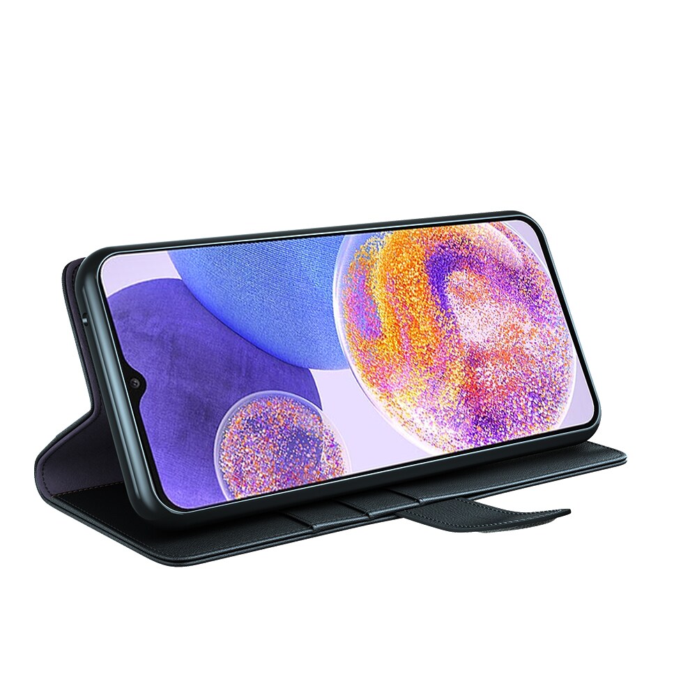 Samsung Galaxy A23 Slankt mobiletui i ægte læder, Sort