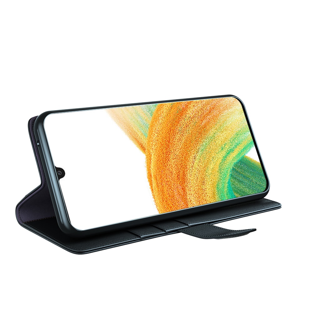 Samsung Galaxy A33 Slankt mobiletui i ægte læder, Sort