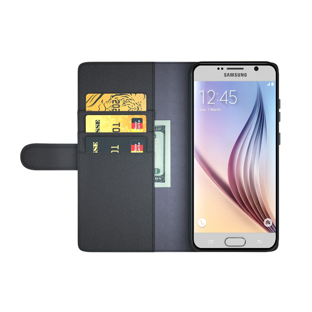 Samsung Galaxy S6 Slankt mobiletui i ægte læder, Sort