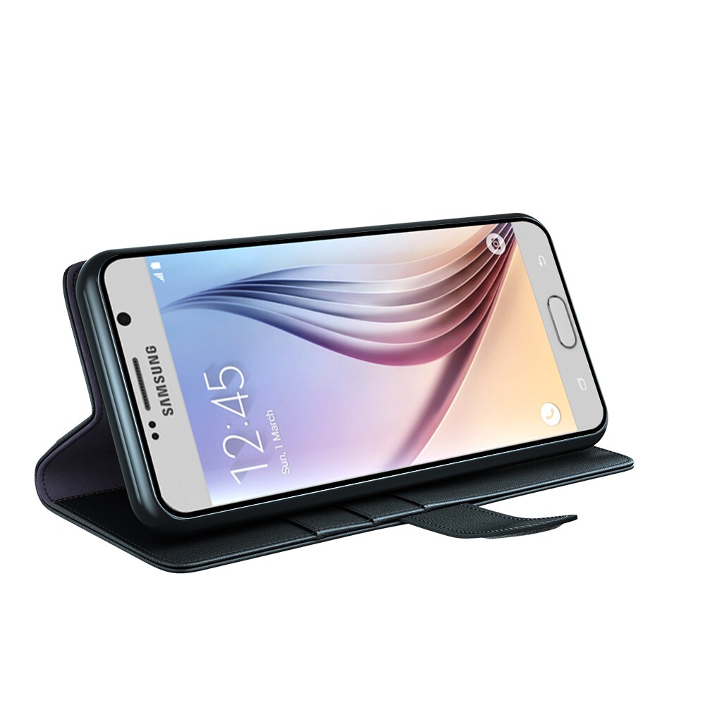 Samsung Galaxy S6 Slankt mobiletui i ægte læder, Sort