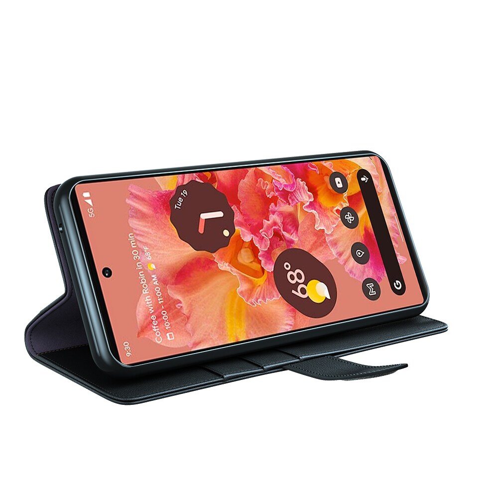 Google Pixel 6 Pro Slankt mobiletui i ægte læder, Sort