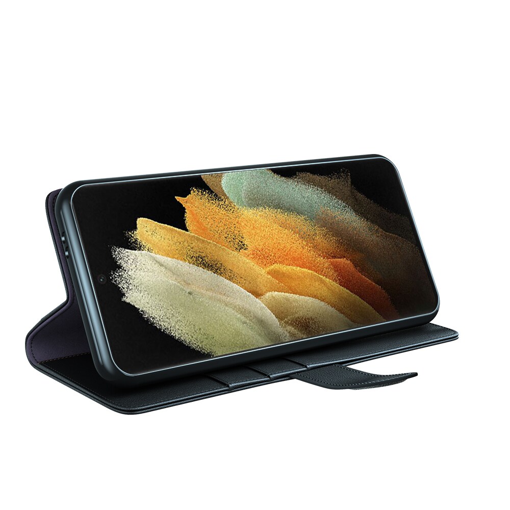 Samsung Galaxy S22 Ultra Slankt mobiletui i ægte læder, Sort