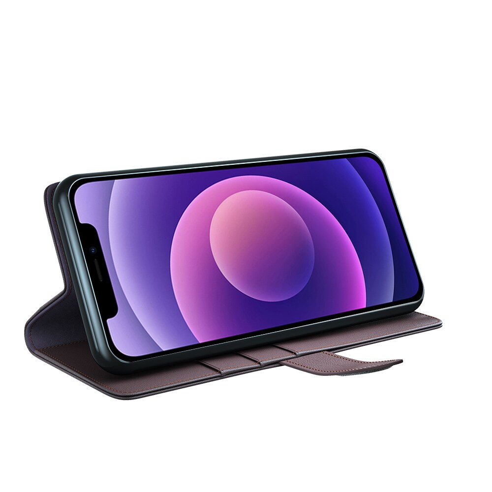 iPhone 12/iPhone 12 Pro Slankt mobiletui i ægte læder, Brun