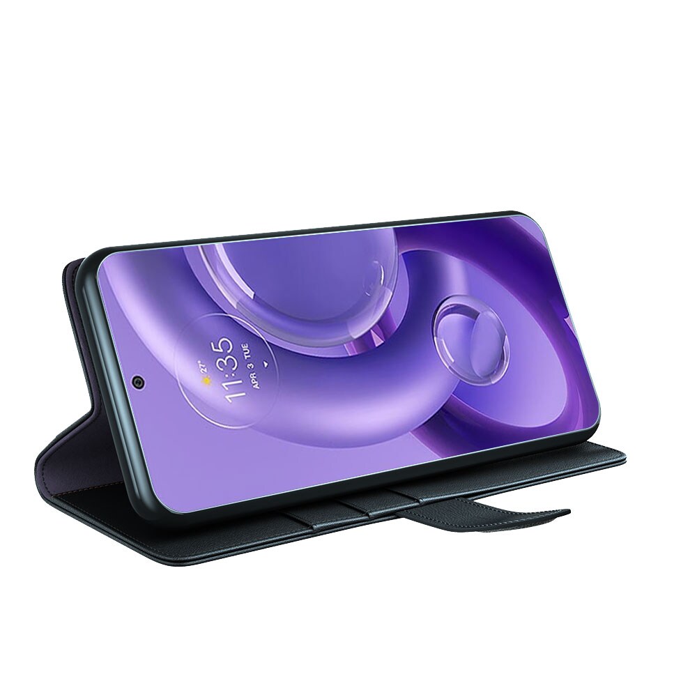 Motorola Edge 30 Neo Slankt mobiletui i ægte læder, Sort