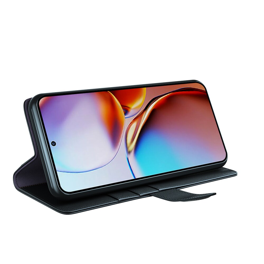 Motorola Edge 40 Pro Slankt mobiletui i ægte læder, Sort