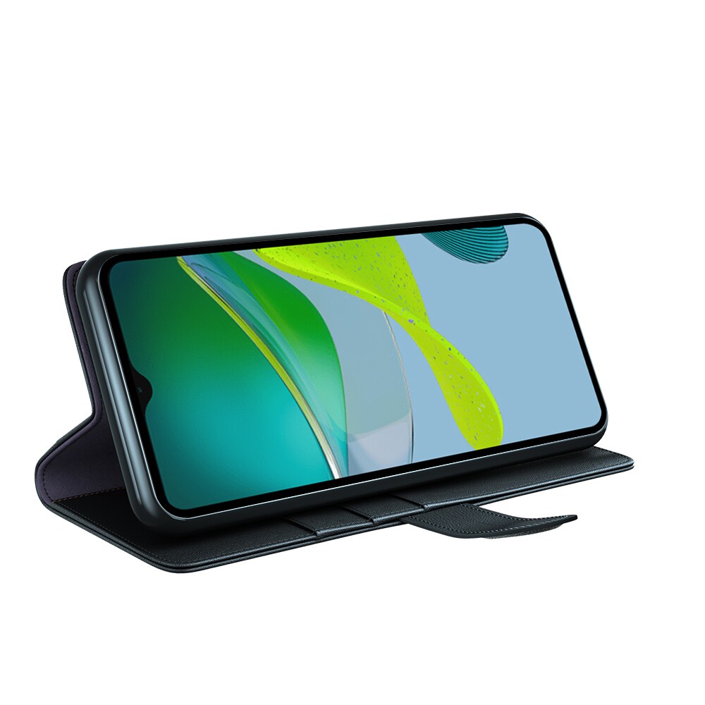 Motorola Moto E13 Slankt mobiletui i ægte læder, Sort
