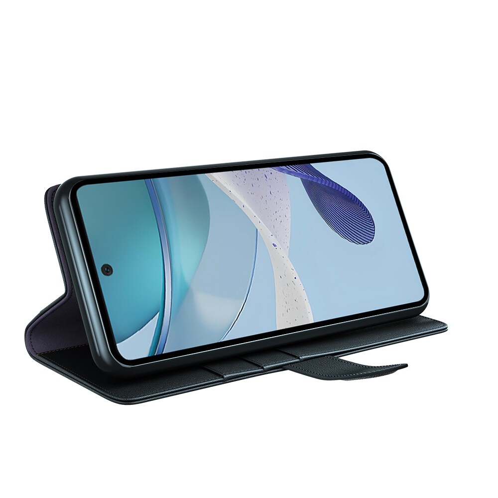 Motorola Moto G53 Slankt mobiletui i ægte læder, Sort