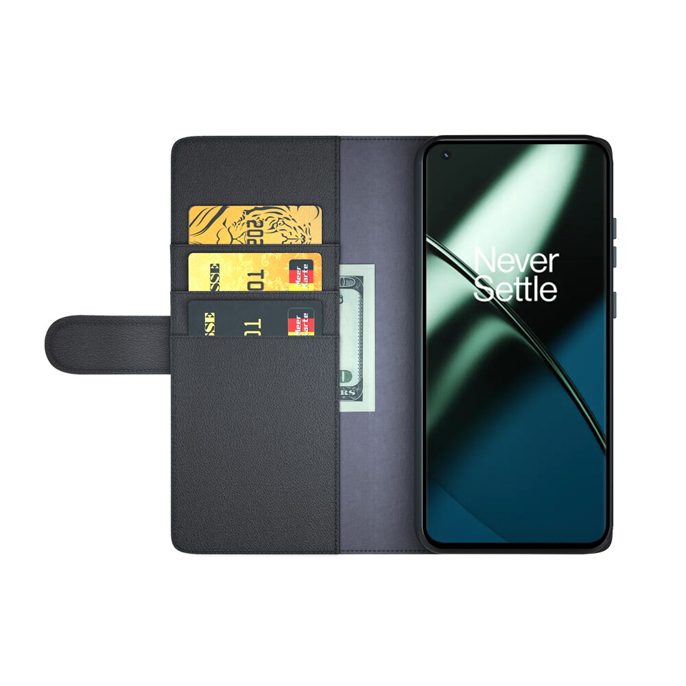  OnePlus 11 Slankt mobiletui i ægte læder, Sort