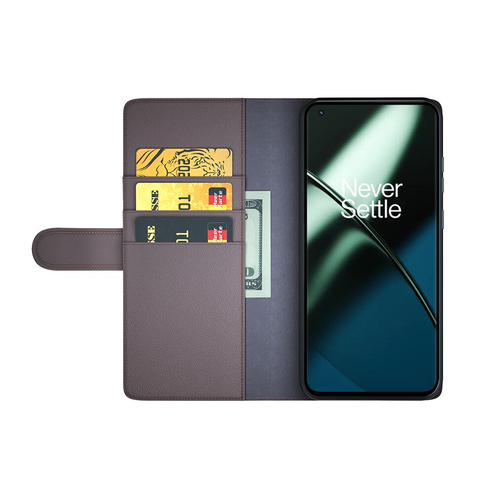  OnePlus 11 Slankt mobiletui i ægte læder, Brun