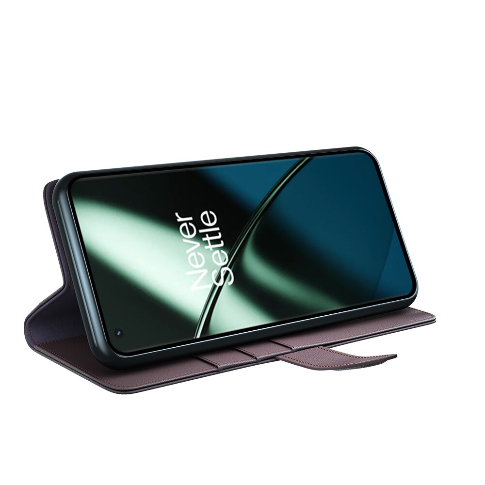  OnePlus 11 Slankt mobiletui i ægte læder, Brun