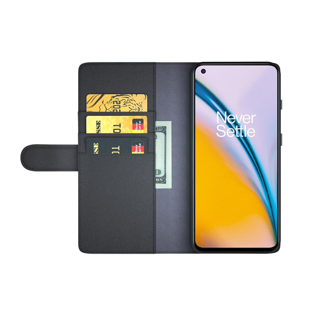  OnePlus Nord 2 5G Slankt mobiletui i ægte læder, Sort
