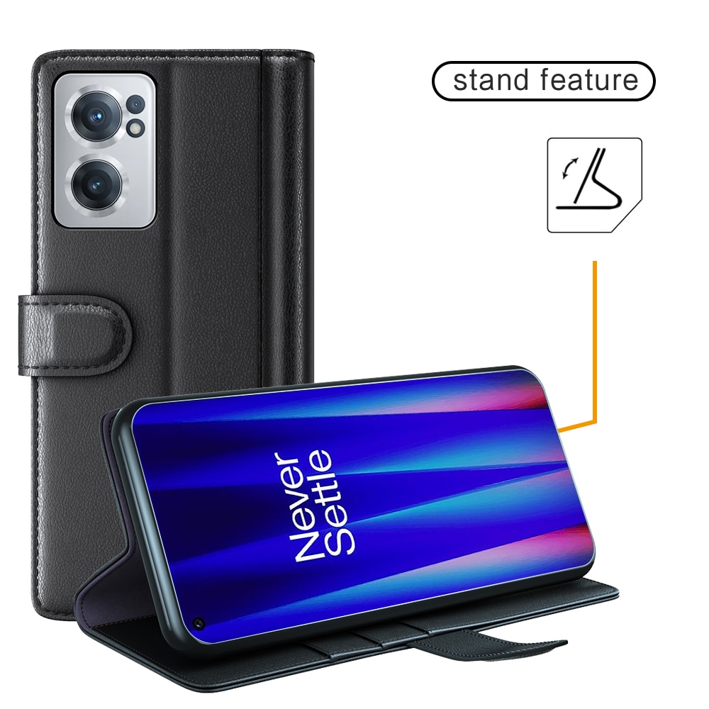  OnePlus Nord CE 2 5G Slankt mobiletui i ægte læder, Sort