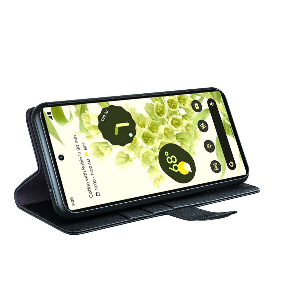 Google Pixel 6a Slankt mobiletui i ægte læder, Sort