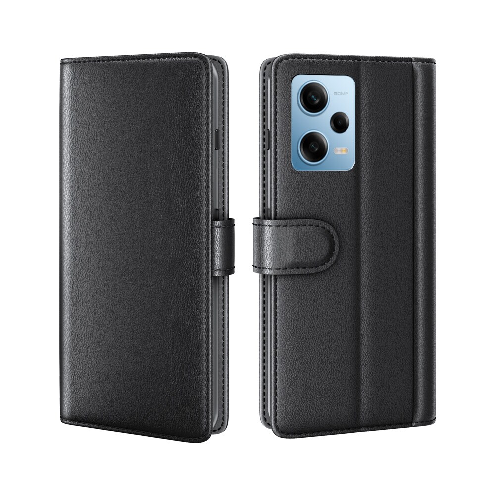 Xiaomi Redmi Note 12 Pro Slankt mobiletui i ægte læder, Sort