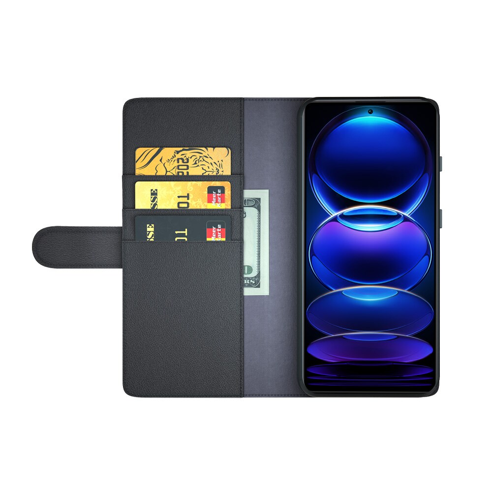 Xiaomi Redmi Note 12 Pro Slankt mobiletui i ægte læder, Sort