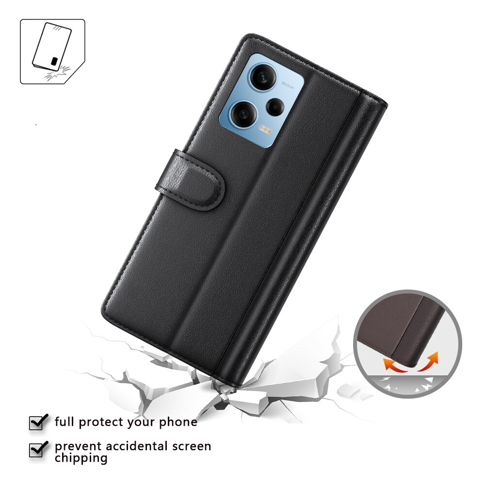 Xiaomi Redmi Note 12 Pro Slankt mobiletui i ægte læder, Sort