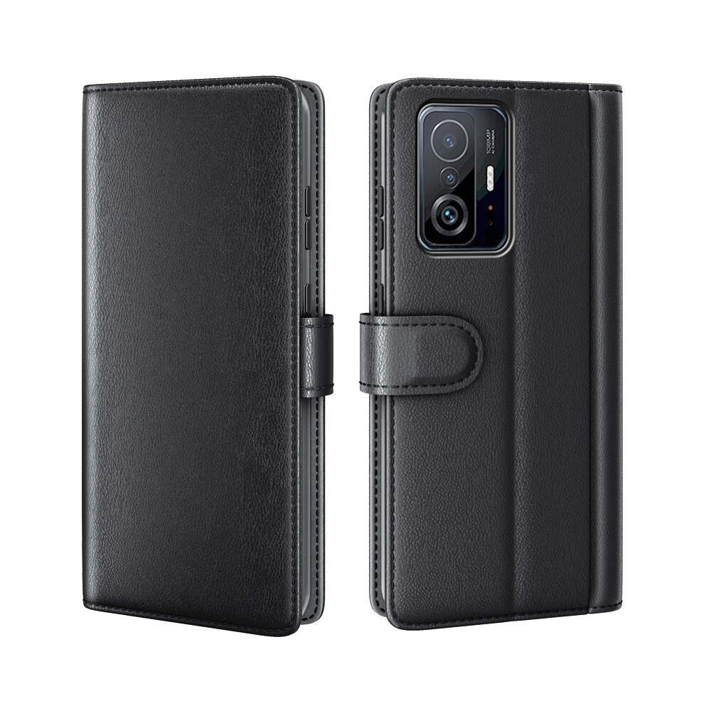 Xiaomi 11T/11T Pro Slankt mobiletui i ægte læder, Sort