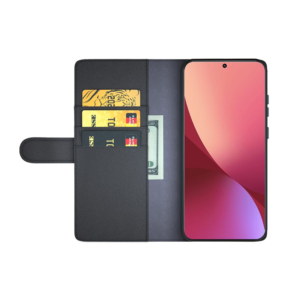 Xiaomi 12 Pro Slankt mobiletui i ægte læder, Sort