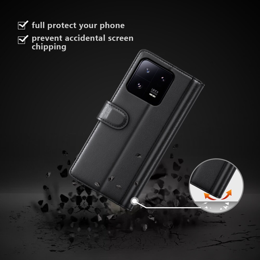 Xiaomi 13 Pro Slankt mobiletui i ægte læder, Sort