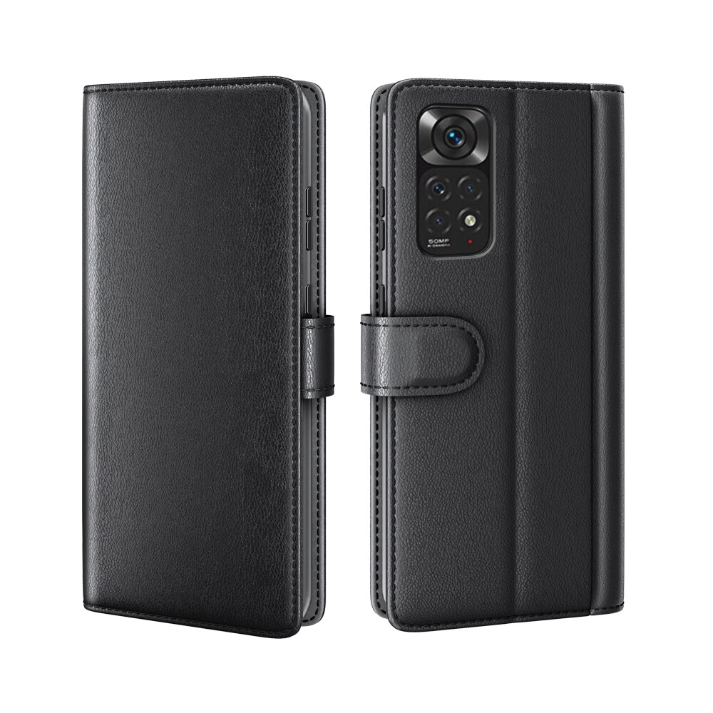 Xiaomi Redmi Note 11 Slankt mobiletui i ægte læder, Sort