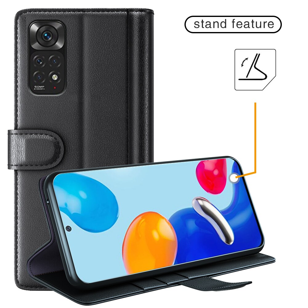 Xiaomi Redmi Note 11 Slankt mobiletui i ægte læder, Sort