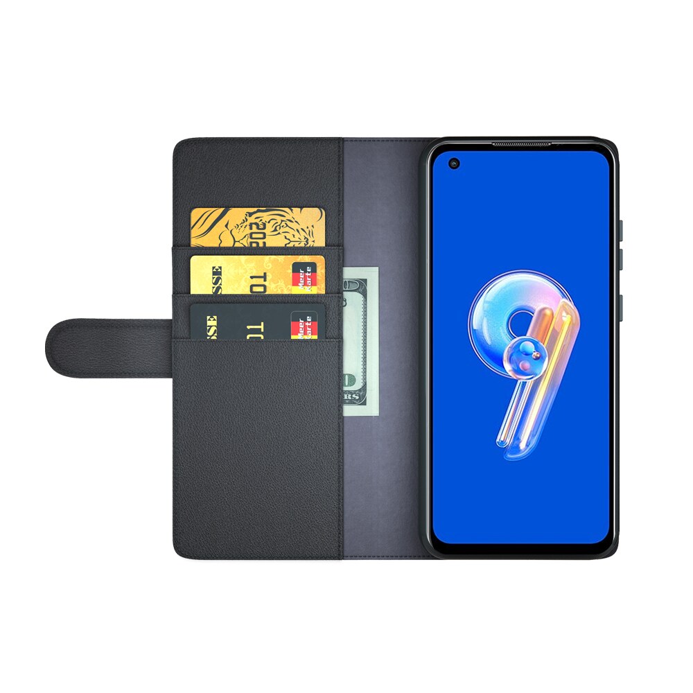 Asus ZenFone 9 Slankt mobiletui i ægte læder, Sort