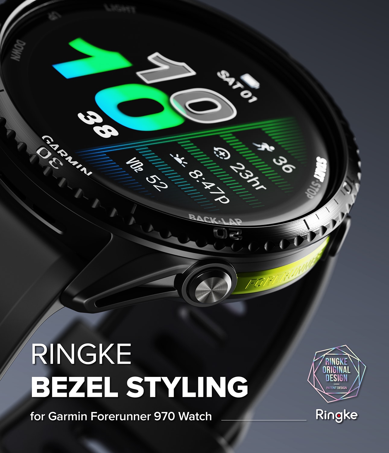 Garmin Forerunner 970 Beskyttelsesring - Bezel Styling Sort