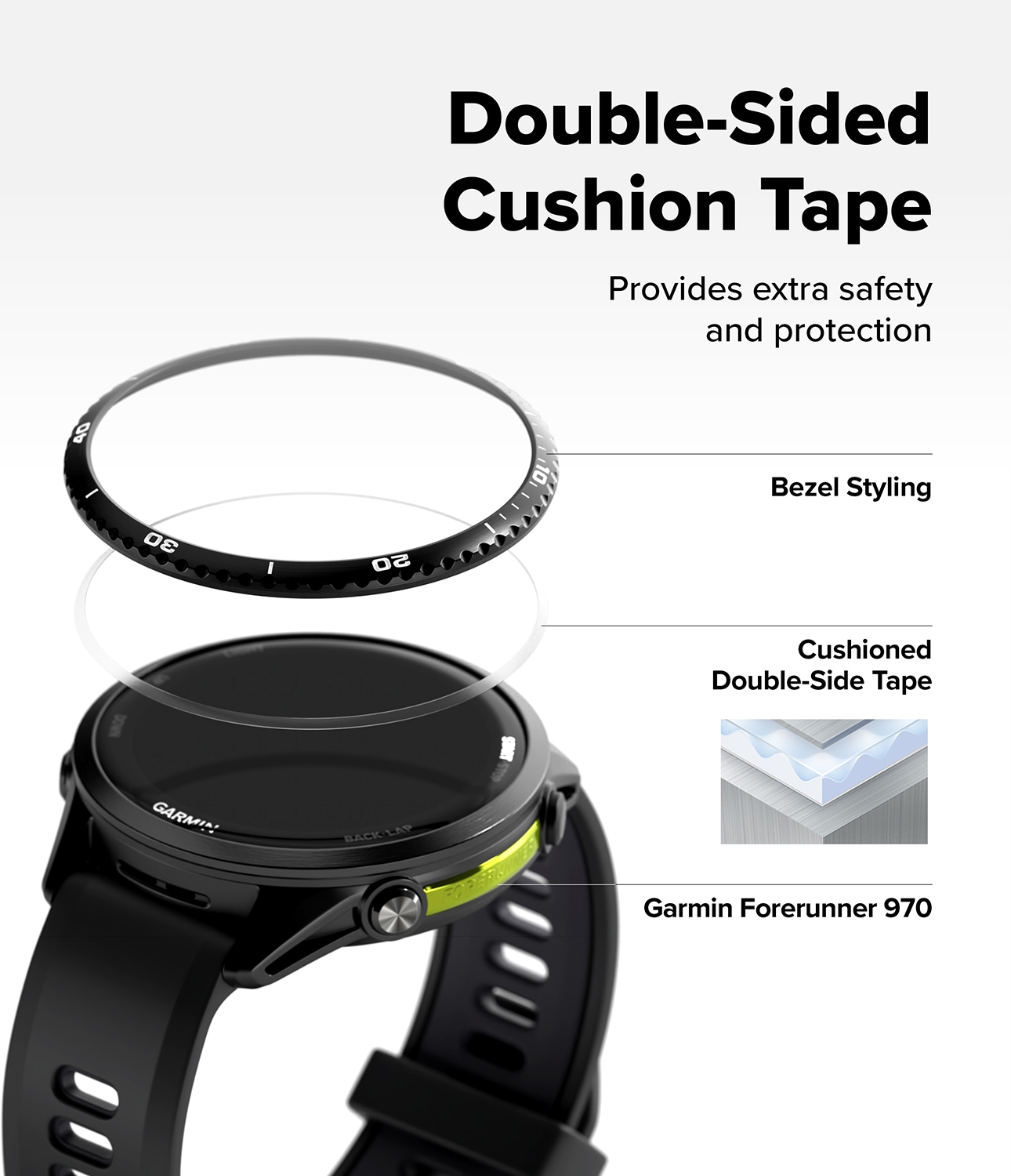 Garmin Forerunner 970 Beskyttelsesring - Bezel Styling Sort