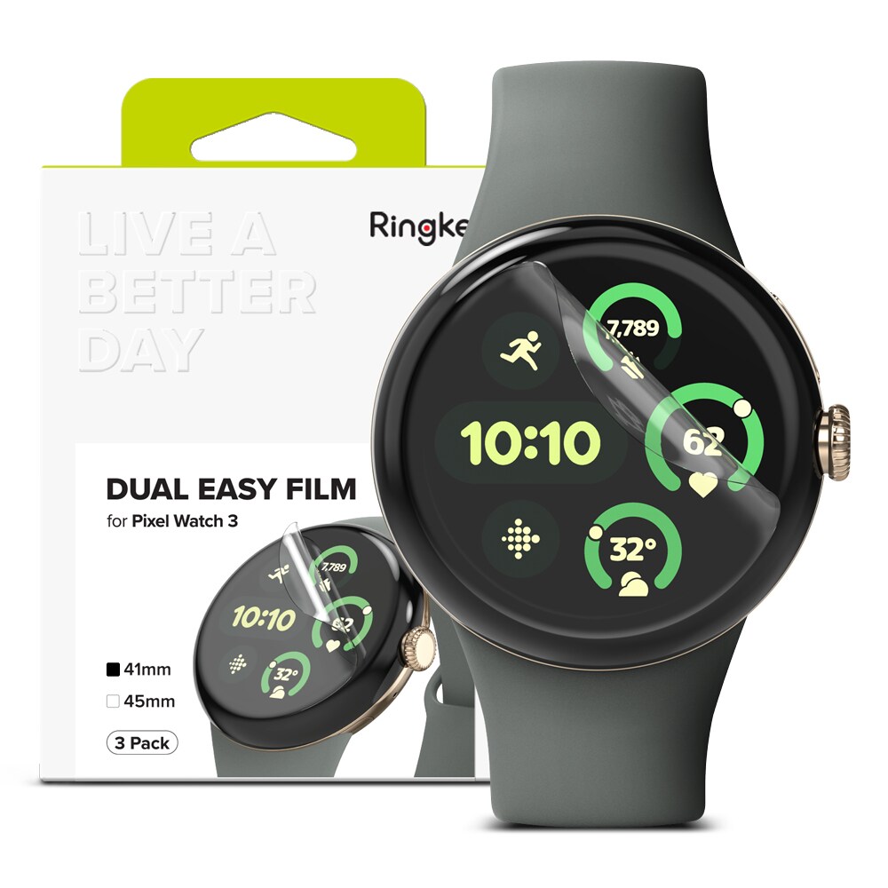 Google Pixel Watch 3 41mm Skærmbeskytter beskyttelsesfilm - Dual Easy (3-pak)