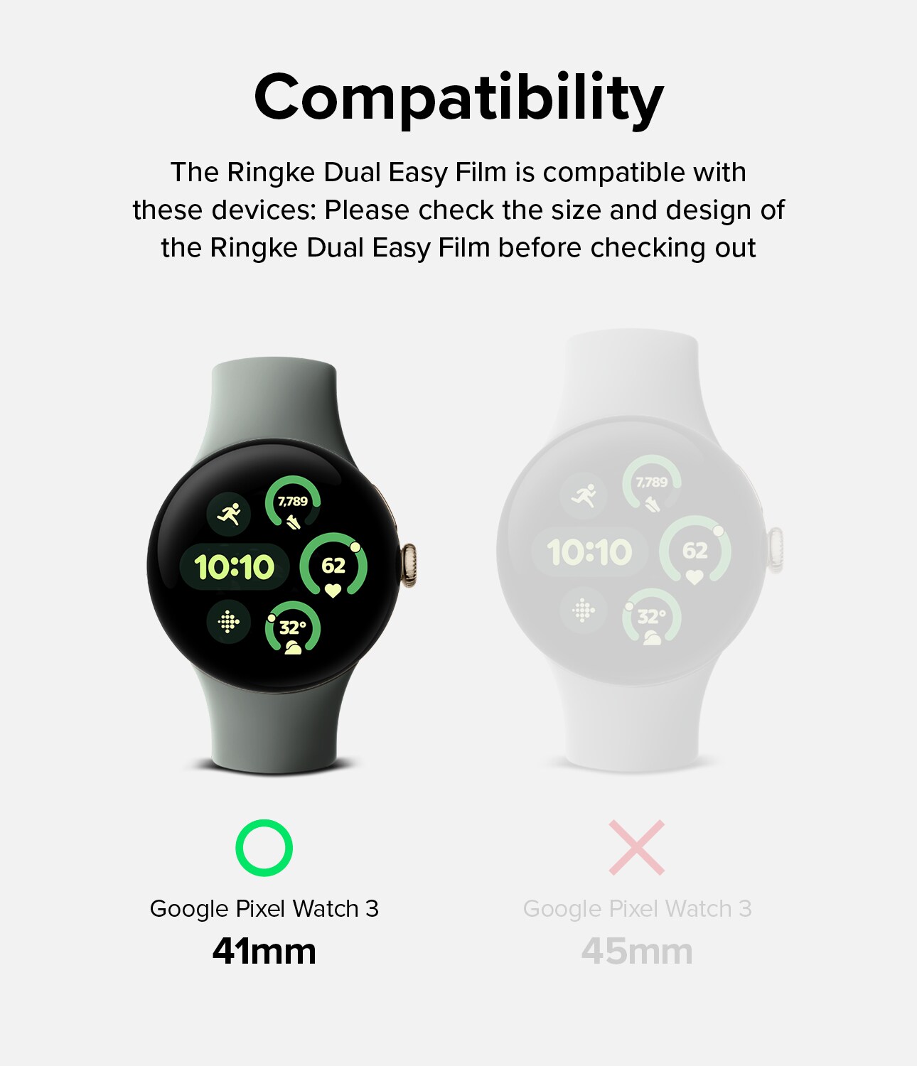 Google Pixel Watch 3 41mm Skærmbeskytter beskyttelsesfilm - Dual Easy (3-pak)