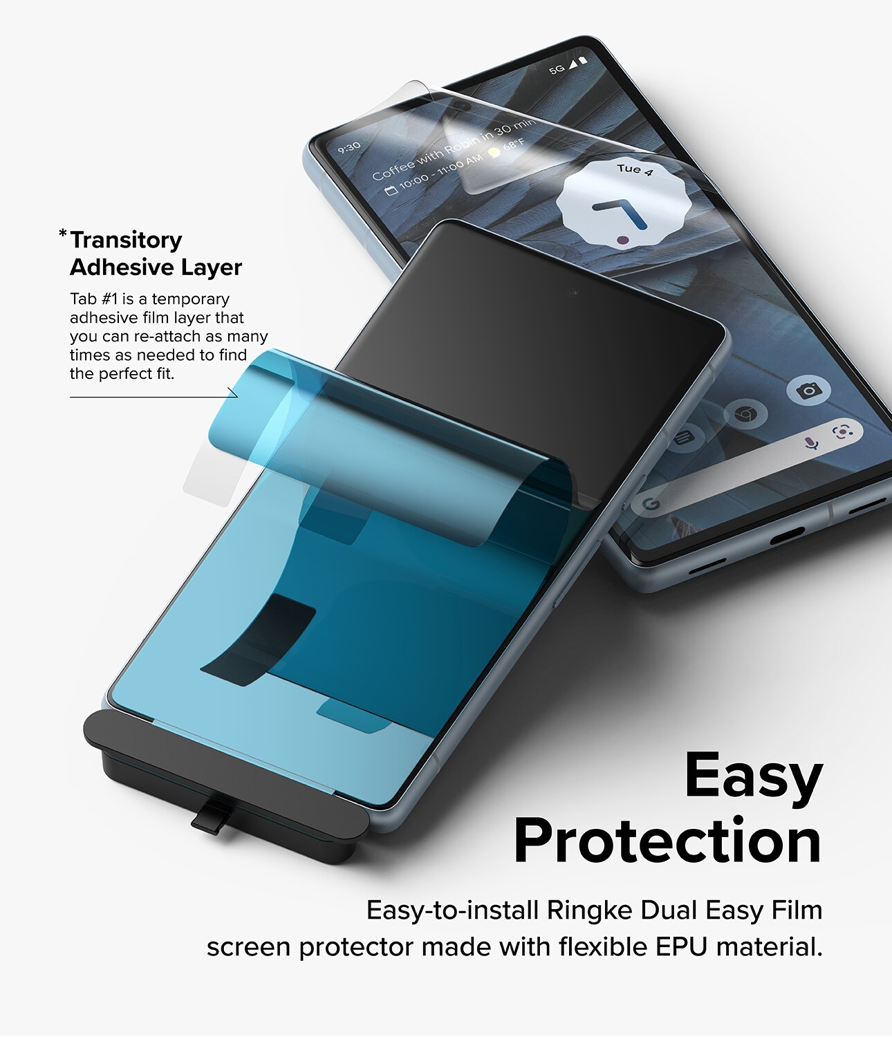 Google Pixel 7a Skærmbeskytter beskyttelsesfilm - Dual Easy (2-pak)